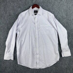 Nordstrom Mens Shop Shirt 2X Traditional Fit Button Up Purple Plaid Cotton Pocke